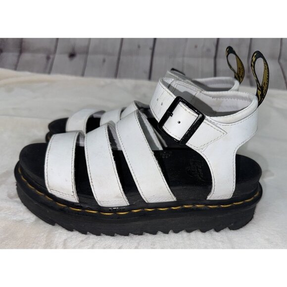 Dr Doc Martens BLAIRE Strappy Sandals White Leather Womens Size 6 - Picture 1 of 8